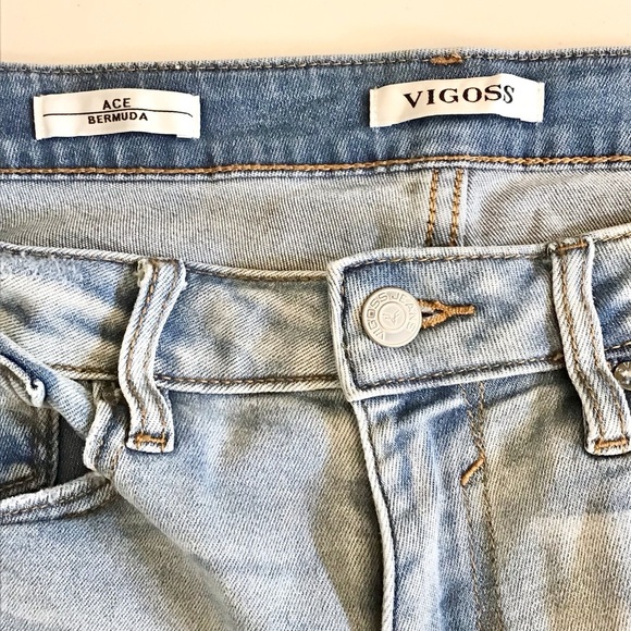 Vigoss 29 (US 8) Ace Bermuda Denim Shorts Distressed Light Wash High Rise - Picture 7 of 11